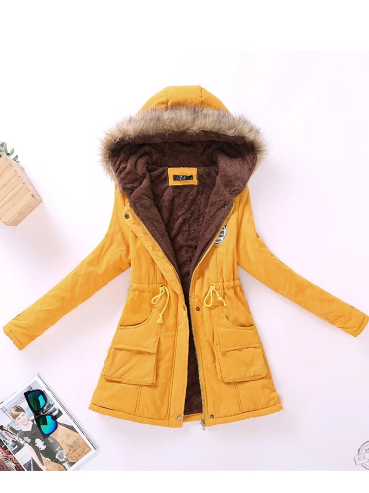 Hooded Wadded Slim Cotton Padded Jacket