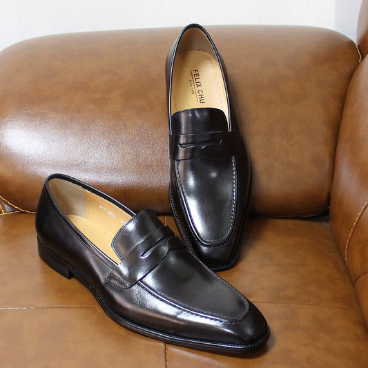 Handmade Men's Penny Loafer Shoes Genuine Leather Penny Loafers