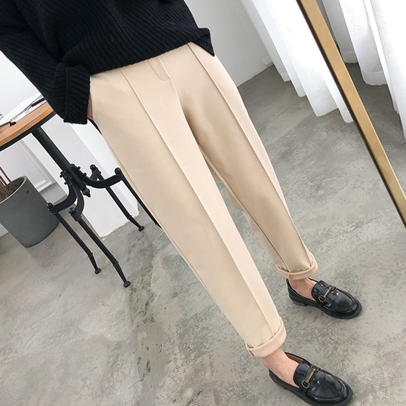 Pleated Knitted Women's Pencil Trouser Office Pants to 4X