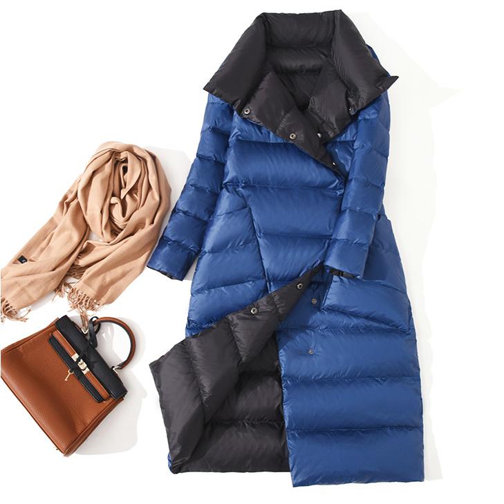 Women's Double Sided Down Down Coat Double Breasted Trench Coat