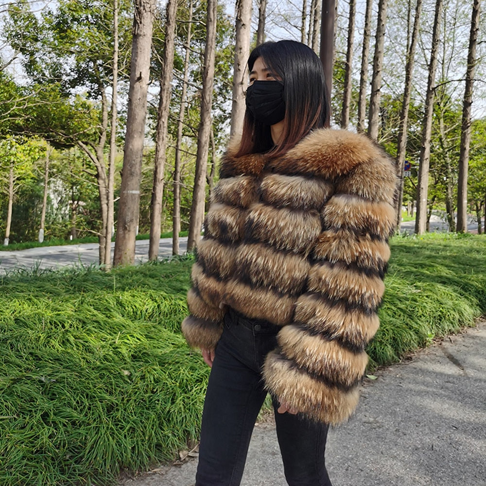 Genuine Ladies Short Real Fox Fur-Vests, Coats & Hooded Jackets