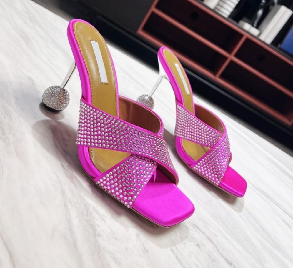 Square Toe Cross Tie Diamond Heel Sandals