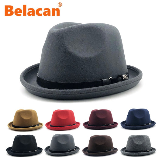 Felt Wool Wide Brim Ribbon Band Fedora Hat