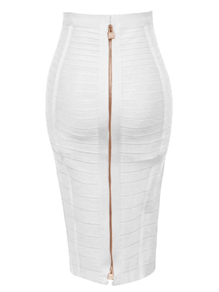 Solid Zipper Back Bandage Elastic Maxi Pencil Skirt