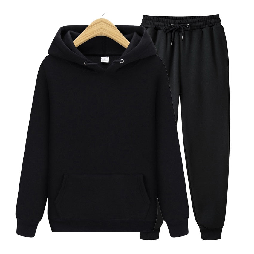 Men's Solid Color Hoodie + Pants 2-Piece Sweatsuit