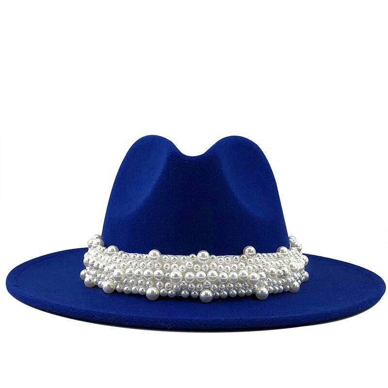 Pearl Ribbon Felt Fedora Hat