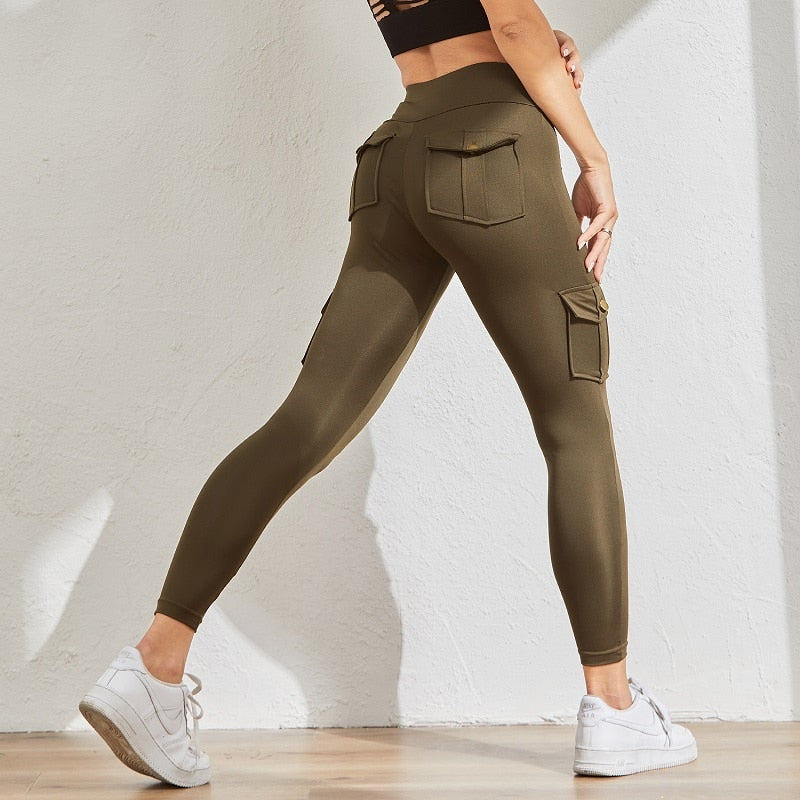 Cargo Design Leggings w/ Side & Back Pockets