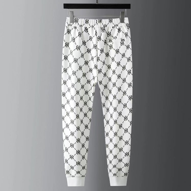 Men's Designer Monogram Print O-Neck Long Sleeve Zipper Jacket + Matching Sweatpants Tracksuit