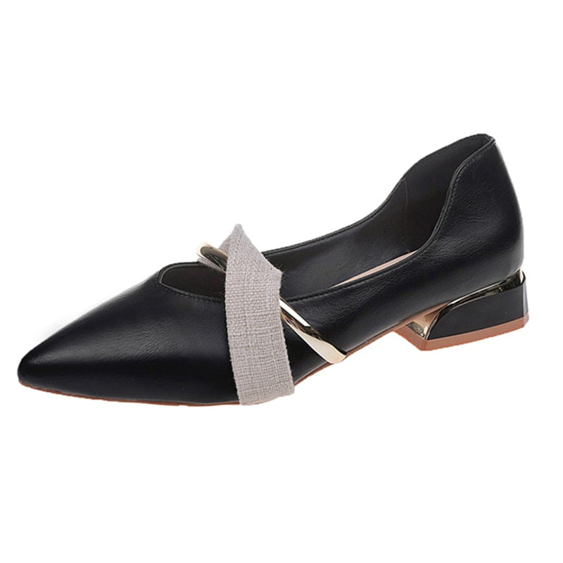 Low Heel Mule Pointed-Toe Slip On Flat Shoes