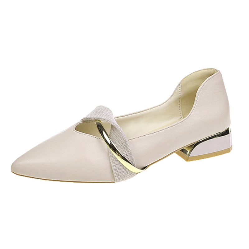 Low Heel Mule Pointed-Toe Slip On Flat Shoes