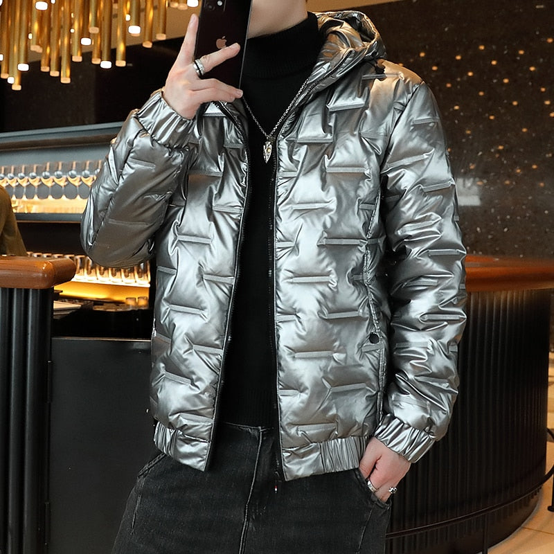 Men's Quilted Shiny Waterproof Down Jackets