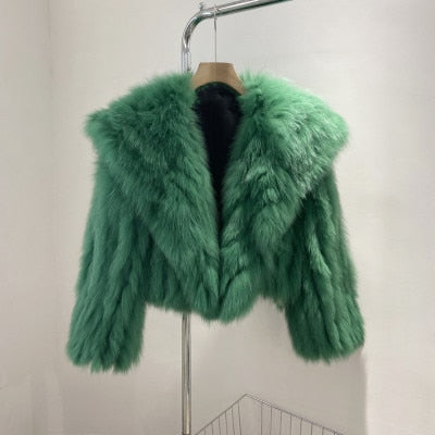 Short Fur Women's Lapel Faux Fox Fur Jacket