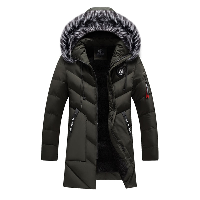 Men's Fur Hooded Padded Zipper Coat