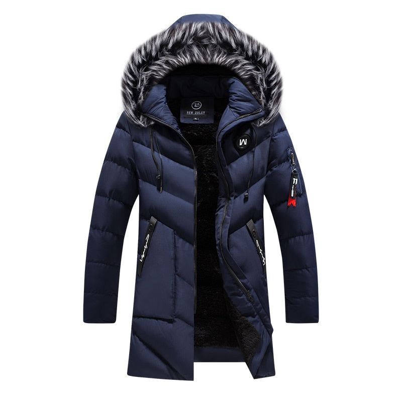 Men's Fur Hooded Padded Zipper Coat