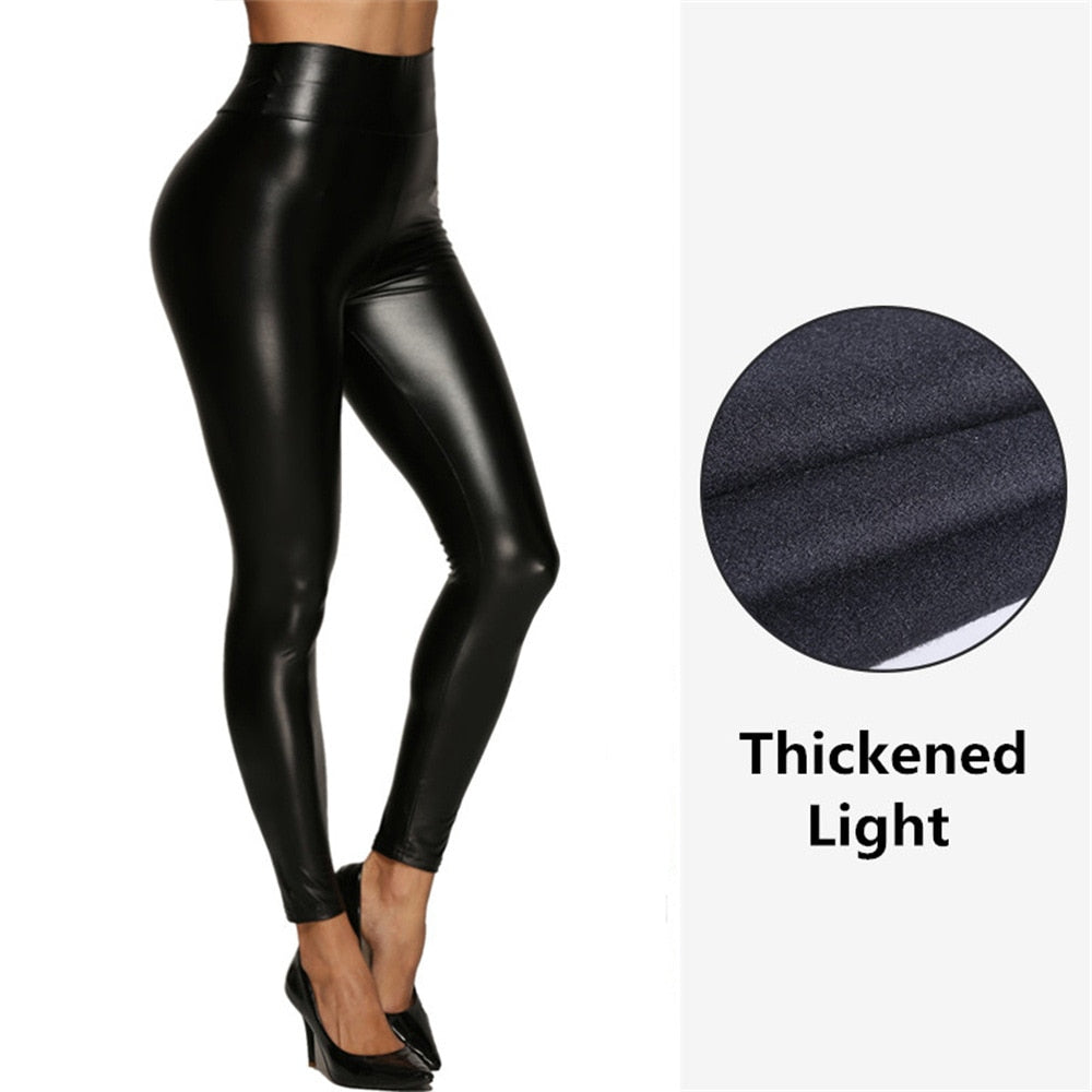 Faux Leather Ladies Skinny Push Up Plus Size Leggings to 5X