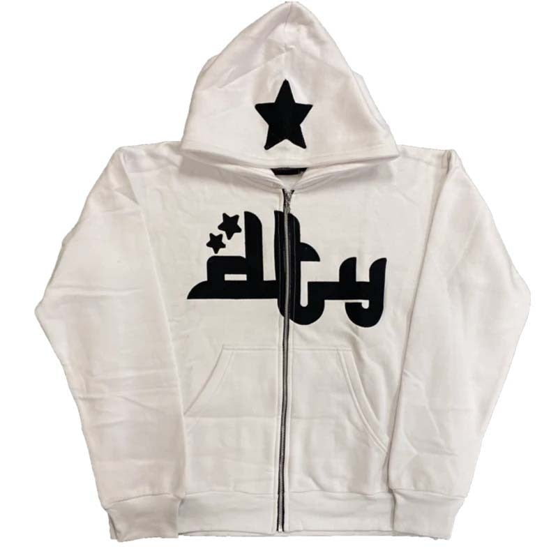 Men's Star Letter Printed High Street Hooded Sweatshirts to 3X