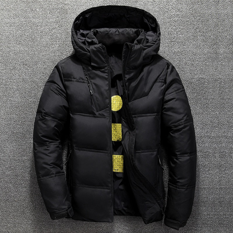 Men's Stand Collar Hooded Puffer Duck Down Jacket