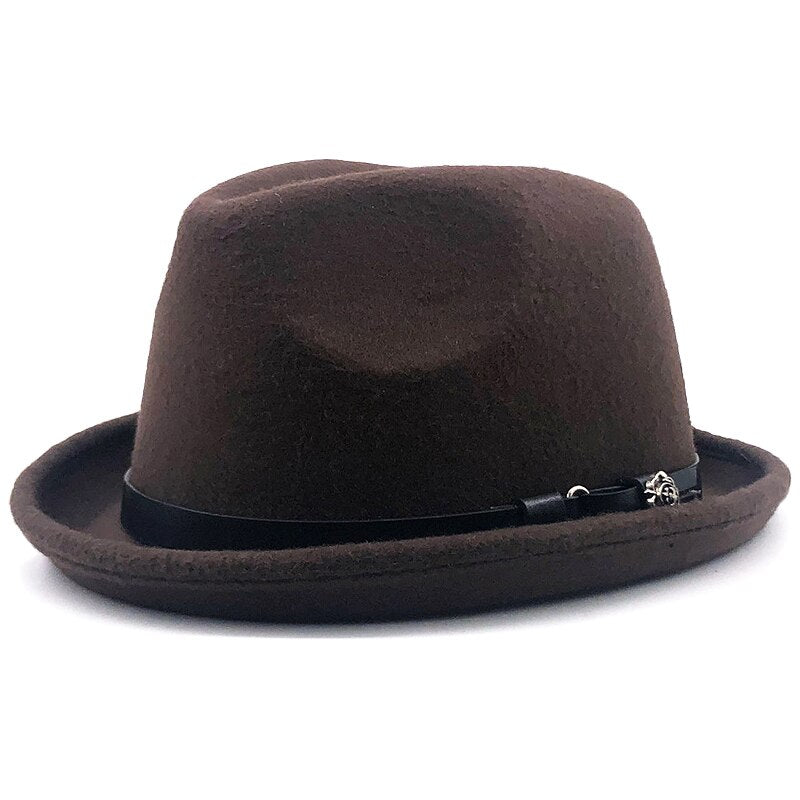 Felt Wool Wide Brim Ribbon Band Fedora Hat