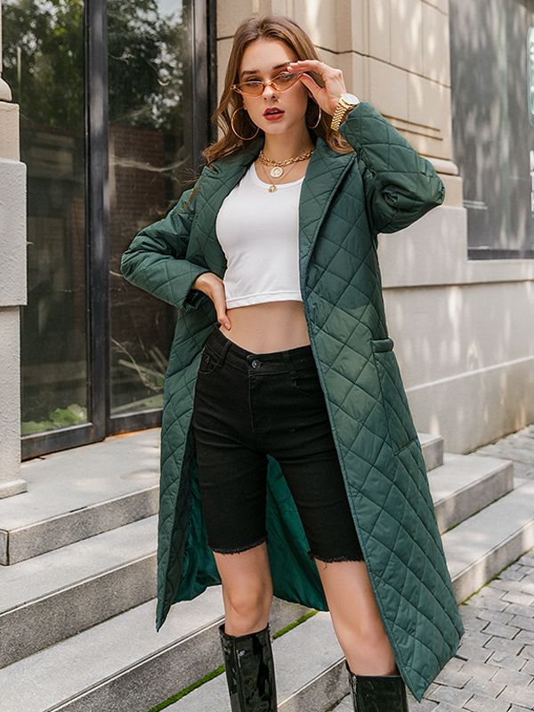 Quilted Ladies Down Trenchcoat w/ Belt