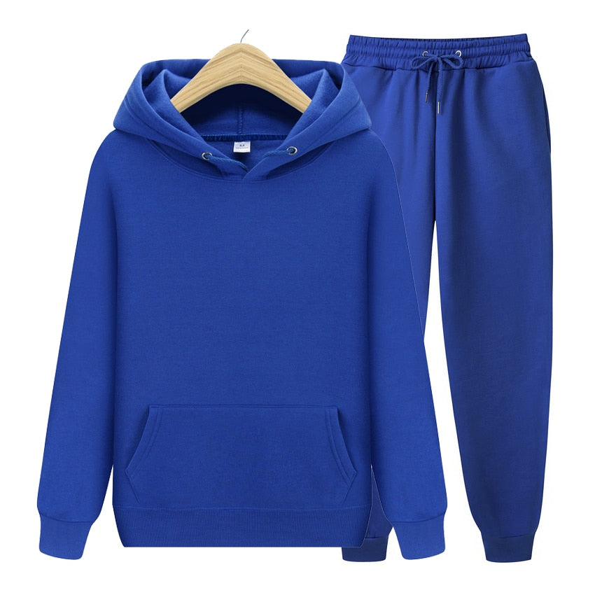 Men's Solid Color Hoodie + Pants 2-Piece Sweatsuit