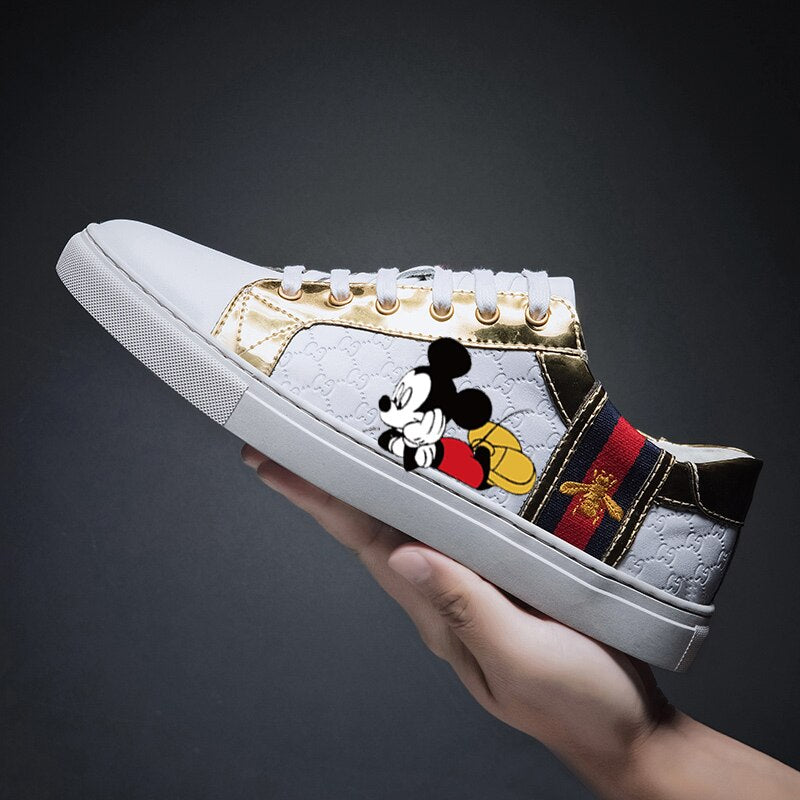 Mickey Mouse Customized Men's Leather Cartoon Sneakers