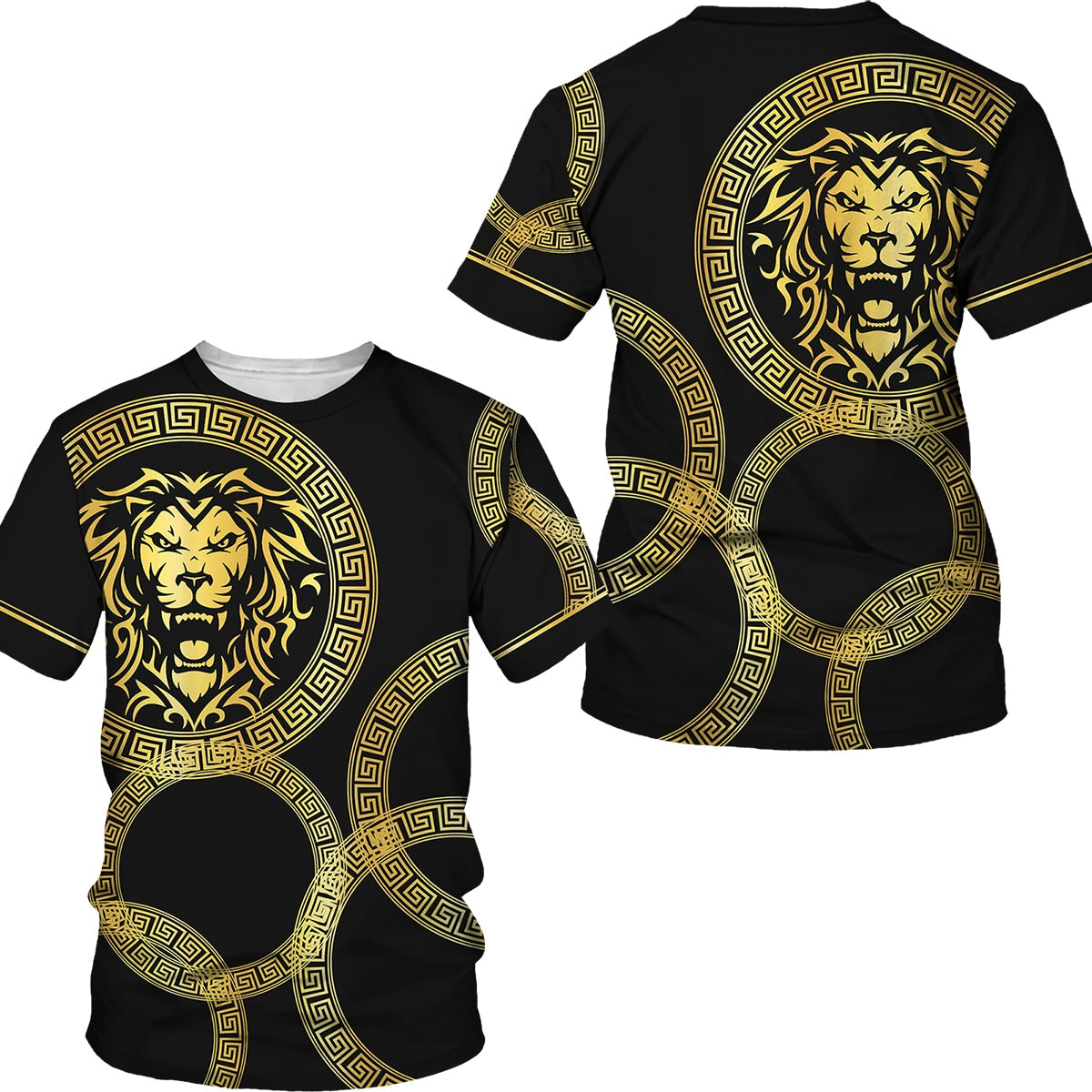 Men's Lion Head 3D O-Neck Oversized T-Shirt