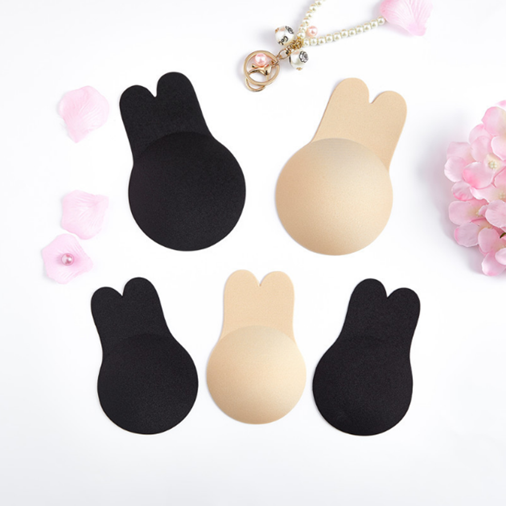 Silicone Latex Stickers Rabbit Ears Self-adhesion Breast Pasties Bra Padding Ultra-thin Adhesive Strapless