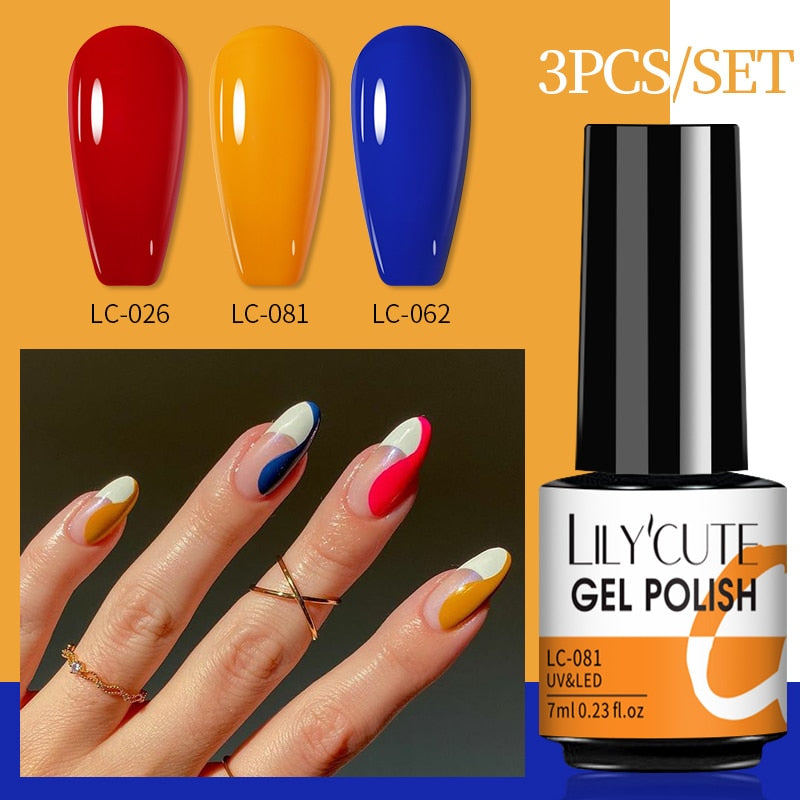 3 Piece Gel Polish Set: Winter Color Glitter Sequin Matte Effect Gel, Long Lasting Base Top Coat Nail Art Design