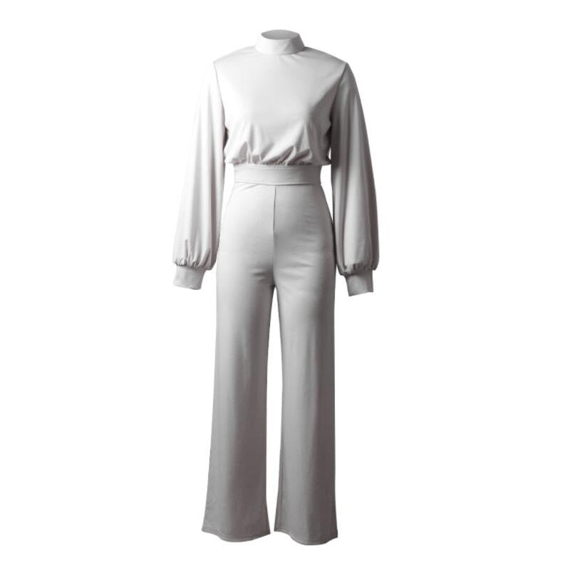 Turtleneck/Asymmetrical Wide Leg Long Sleeve/One Sleeve Jumpsuits