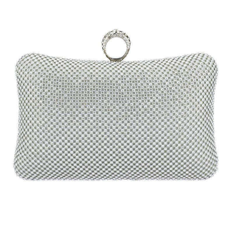 Metal Clasp Evening Clutch Handbag  w/ Chain Straps