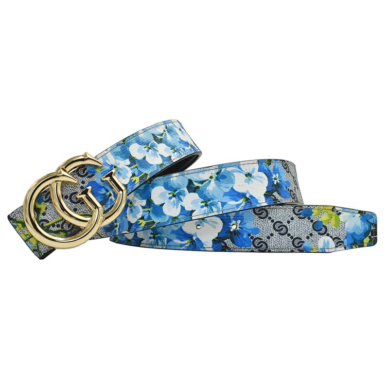 Butterfly GG Bee Designer Monogram Print Women's Leather Belt