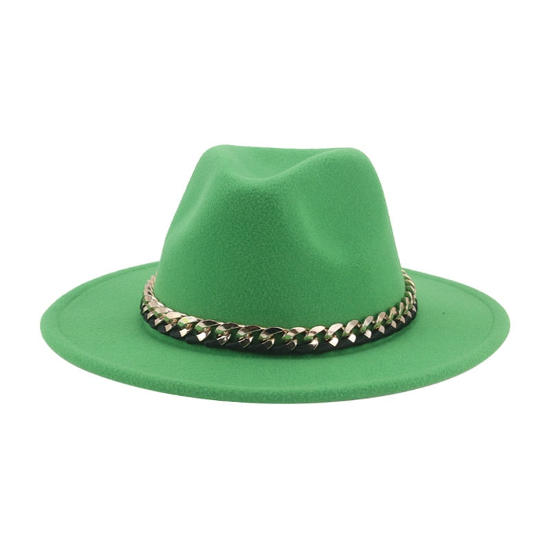 Women's Chain Belt Fedora Hat