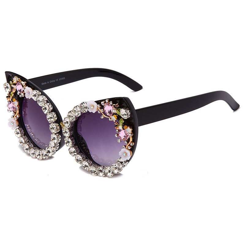 Retro Crystal Stud Cat Eye Anti-UV Sunglasses