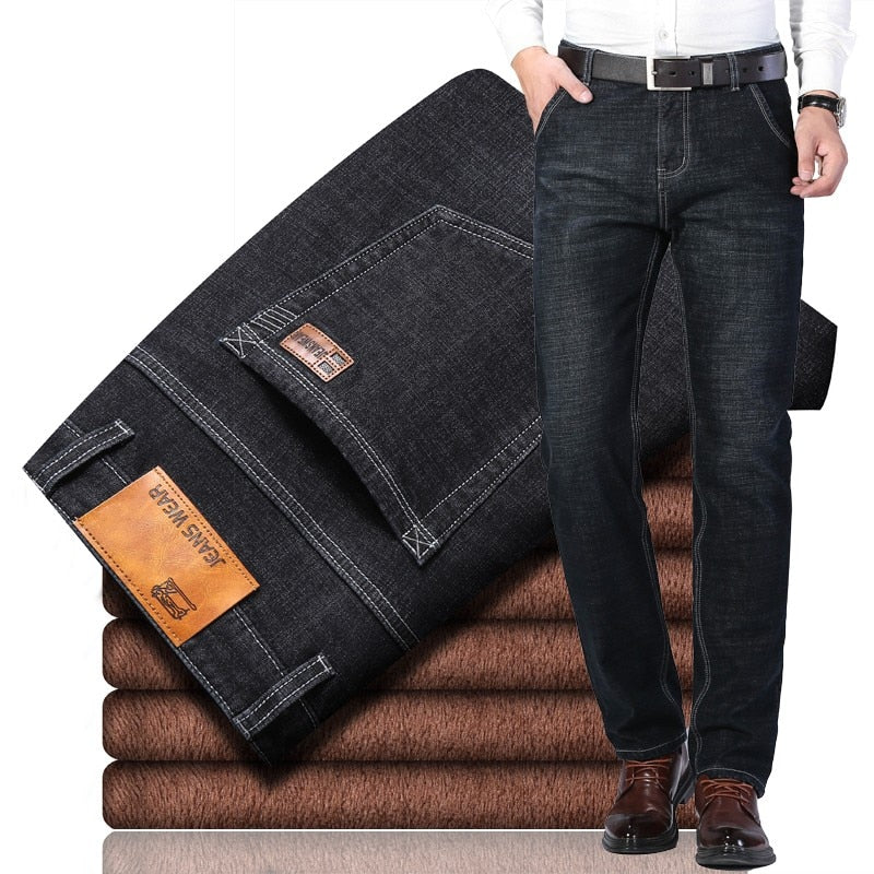 Men's Slim Fit Stretch Velvet Fleece Lined Jeans