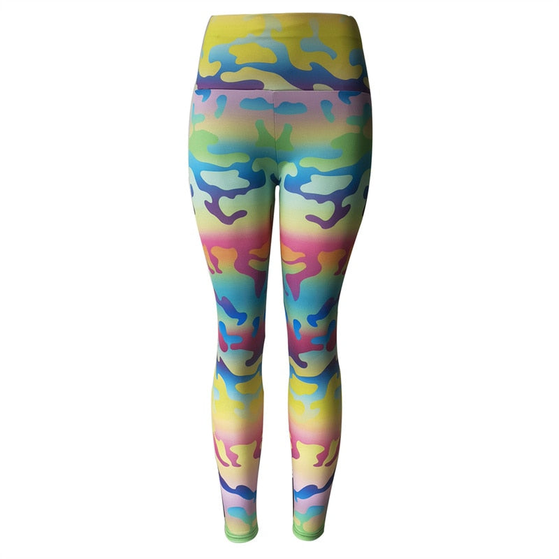 Camouflage Pastel Print High Waist Spandex Fitness Leggings