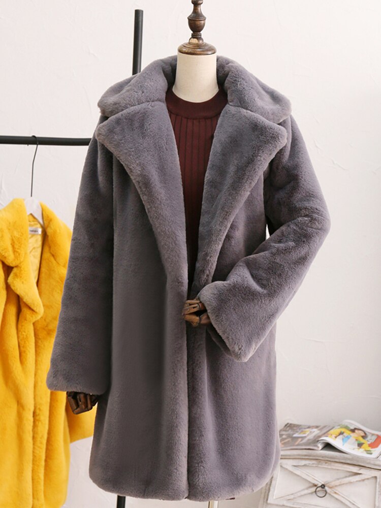 Long Sleeve Faux Fur Coats