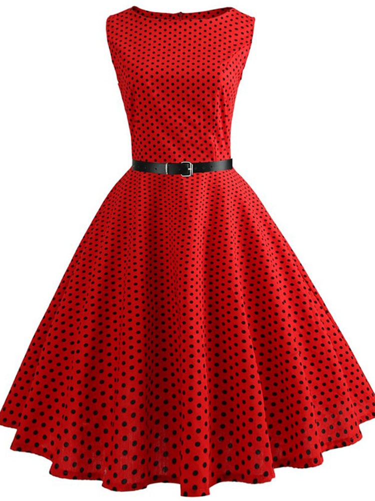 Hepburn 50's 60's Retro Swing A-Line Dress W/ Belt