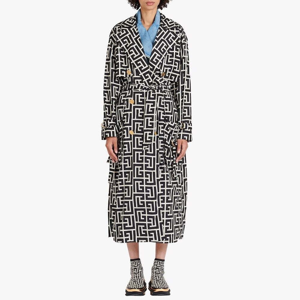 Jacquard Women's Trench Coat  Plus to 3XL