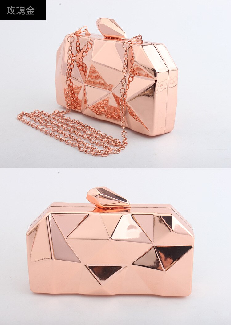 Metal Clutch Hexagon Mini Party Chain Purse