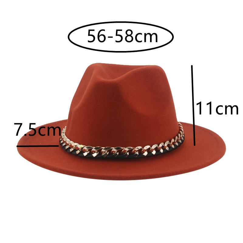 Women's Chain Belt Fedora Hat