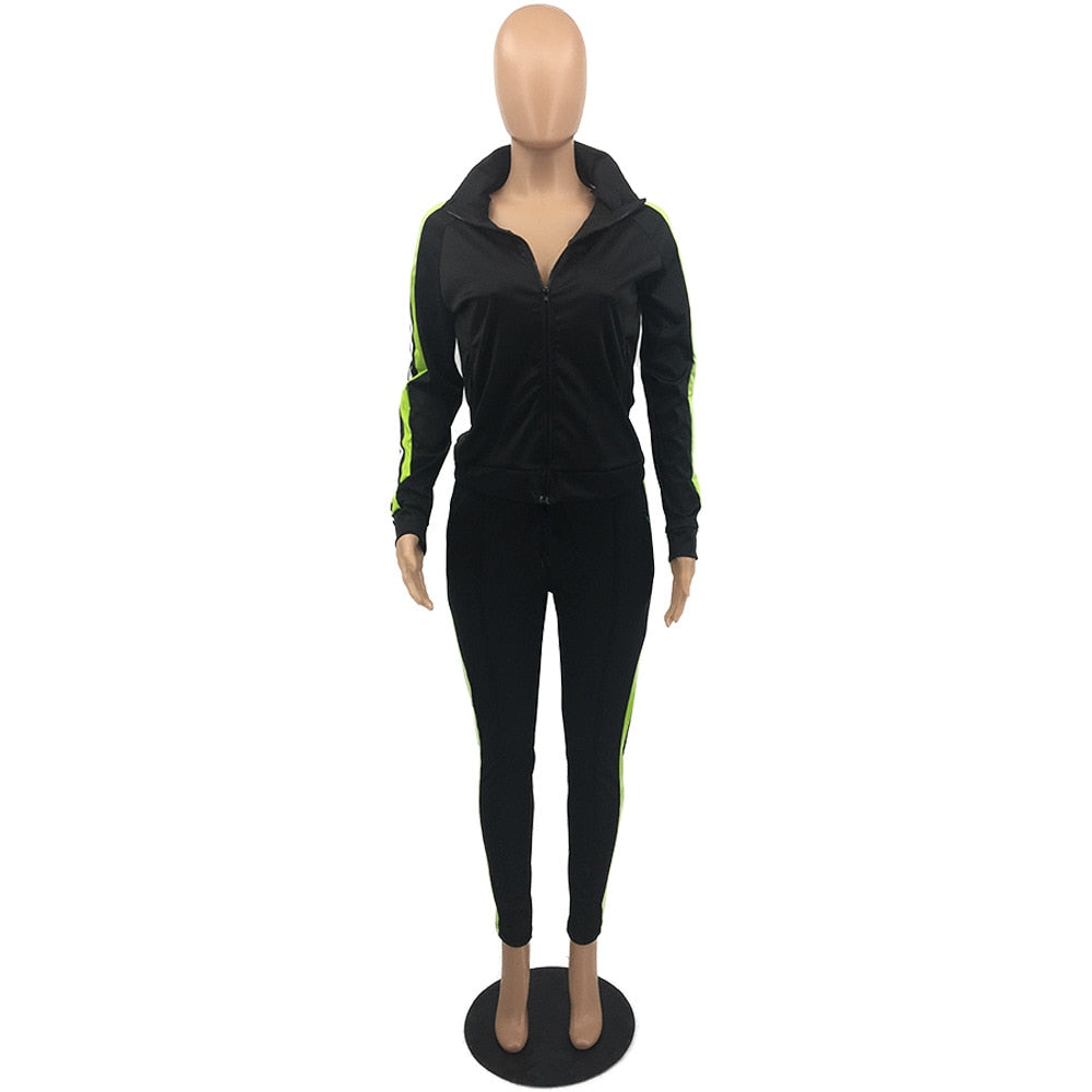 Women's Zipper Top Side Striped Tracksuit to 4X