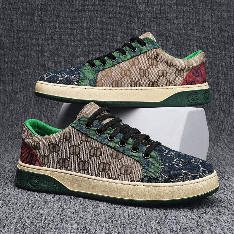 Men's Replica High End Monogram Lucky Green G Print Lace Up Sneakers