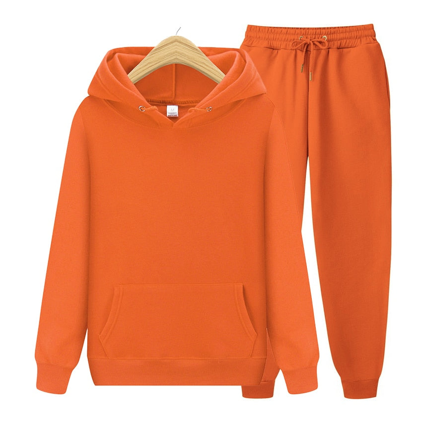 Men's Solid Color Hoodie + Pants 2-Piece Sweatsuit