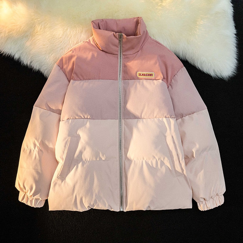 Women's Gradient Colorblock Cotton Padded Down Puffer Jacket