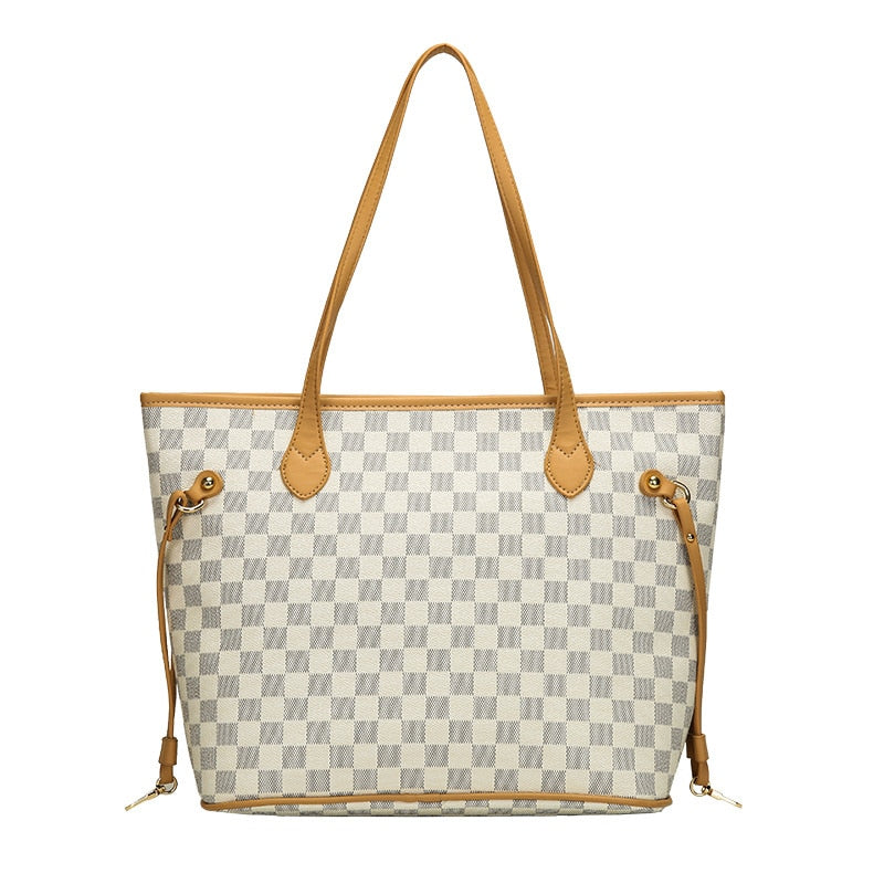 Designer Plaid Checkered Replica Printed Large Capacity Ladies Tote Bag