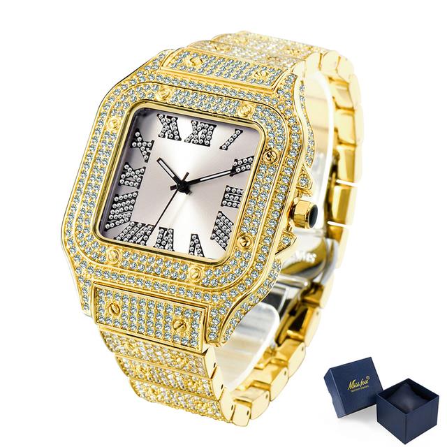 Men's Square Waterproof Diamond Luminous Watch