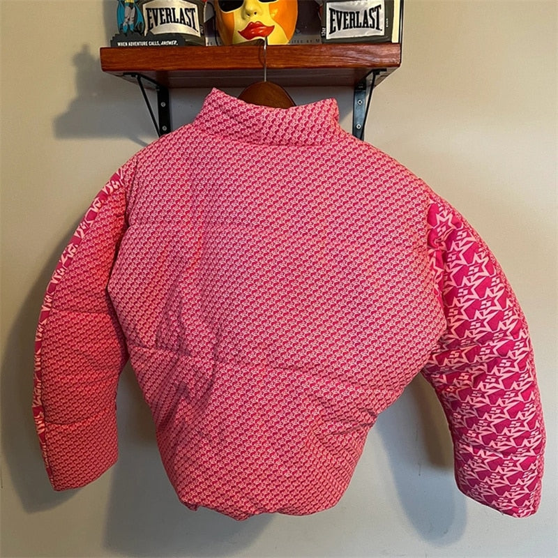 Unisex Young Thug Pink Puffer High Street Loose Jacket Down