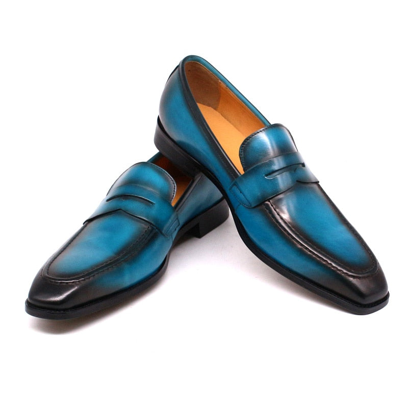 Handmade Men's Penny Loafer Shoes Genuine Leather Penny Loafers