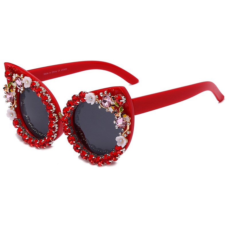 Retro Crystal Stud Cat Eye Anti-UV Sunglasses