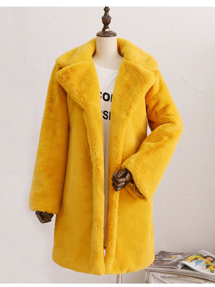 Long Sleeve Faux Fur Coats